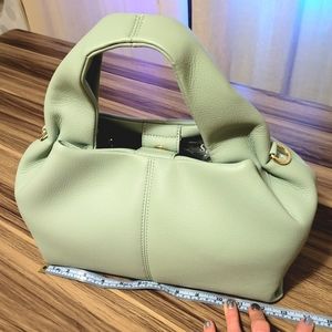 NWOT Mint color leather dumpling bag with removable crossbody strap